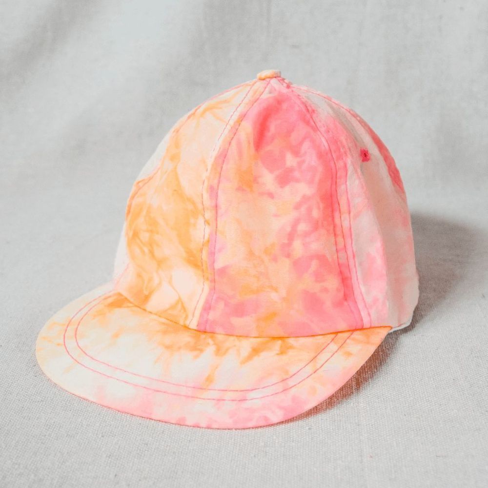 Vintage 90s neon tie dye flat brim baseball cap hat